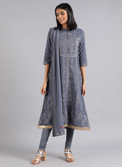 Grey Knitted Churidar