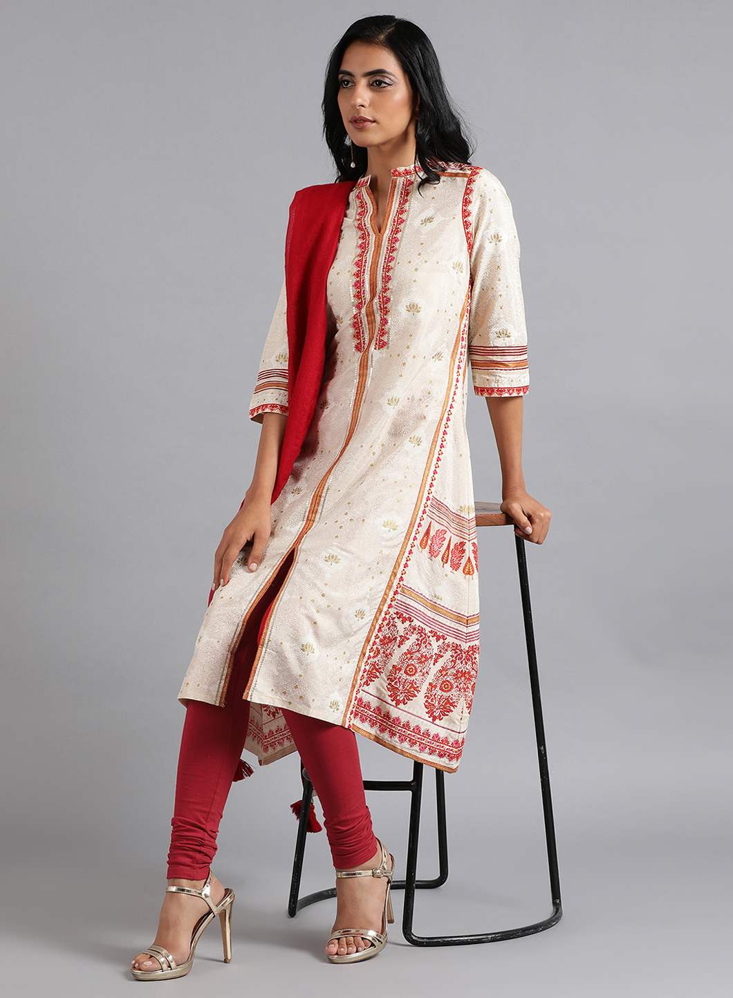 Red Knitted Churidar