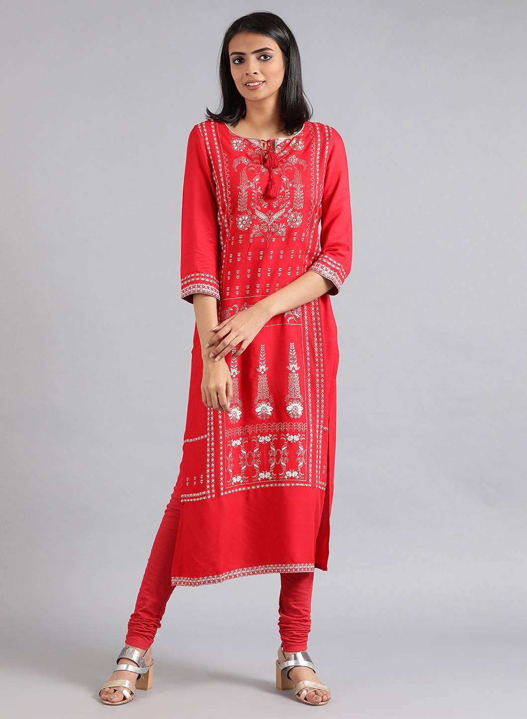 Red Knitted Churidar