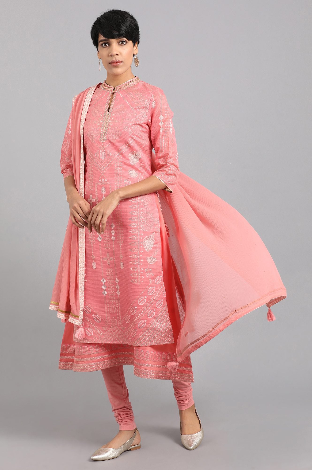 Pink Knitted Churidar