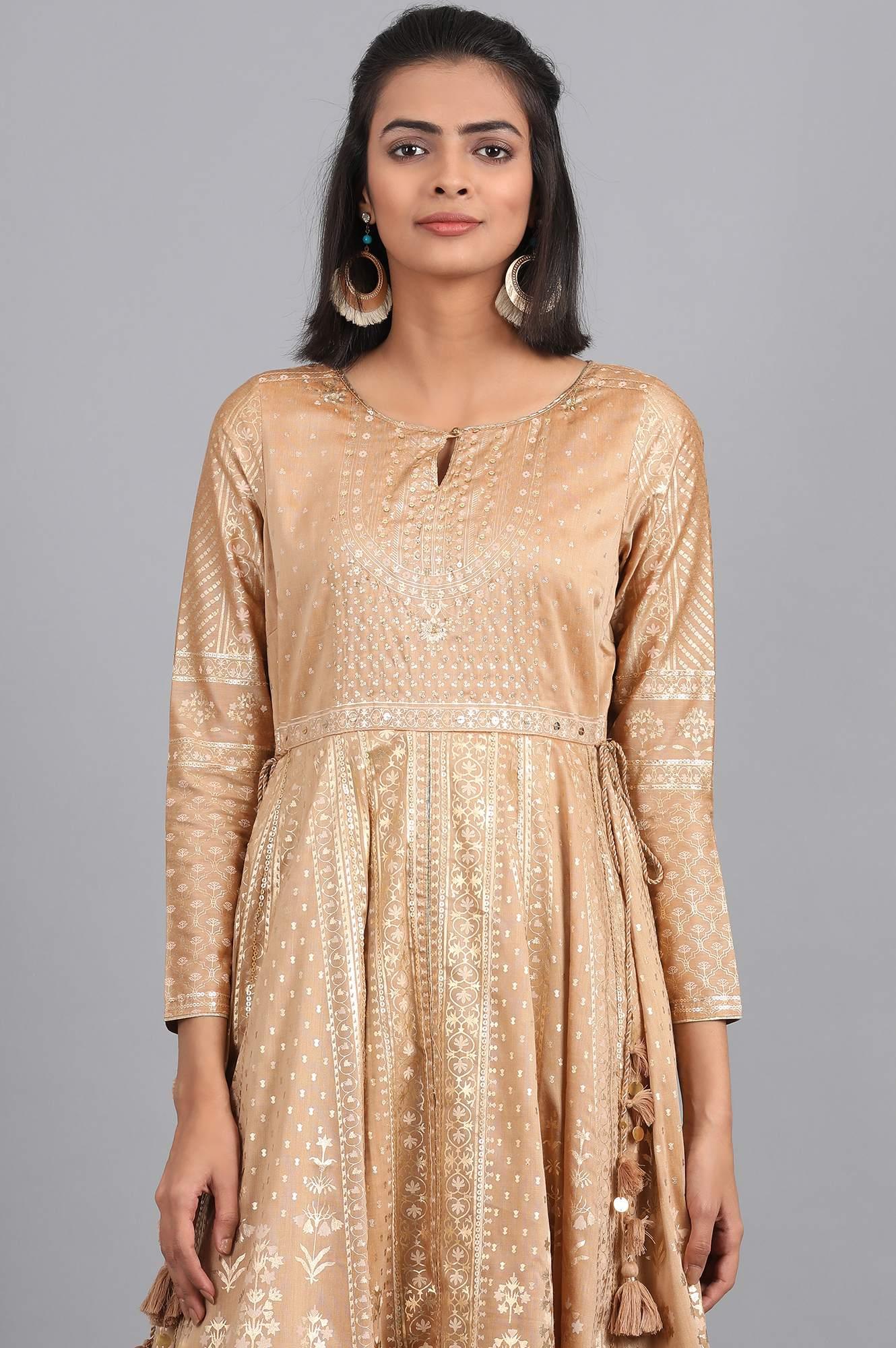 Pink Round Neck kurta Dress - wforwoman