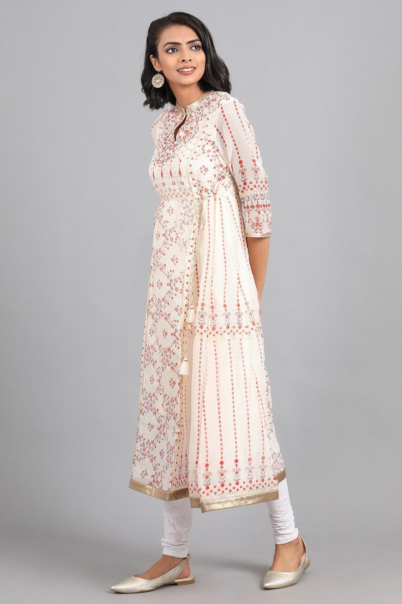 White Embellished kurta - wforwoman