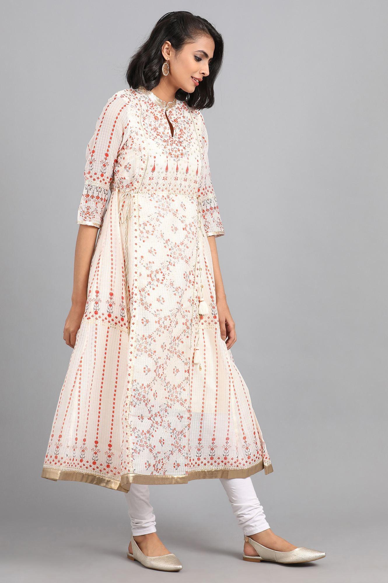 White Embellished kurta - wforwoman