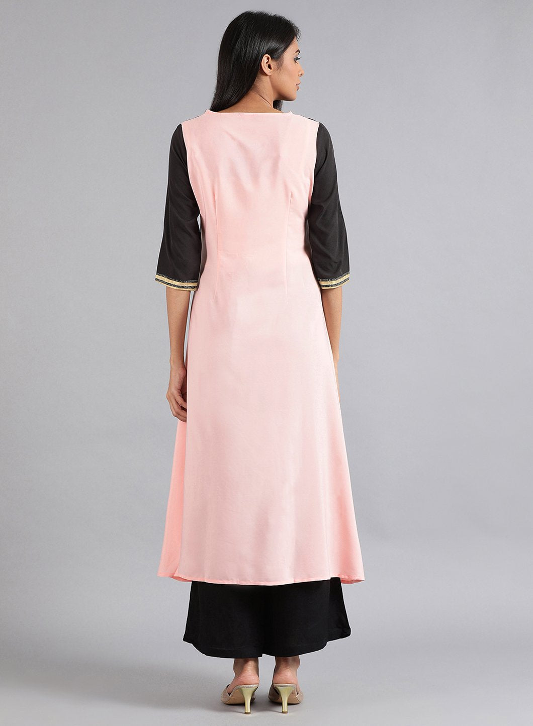 Pink Round Neck 3/4 Sleeve kurta