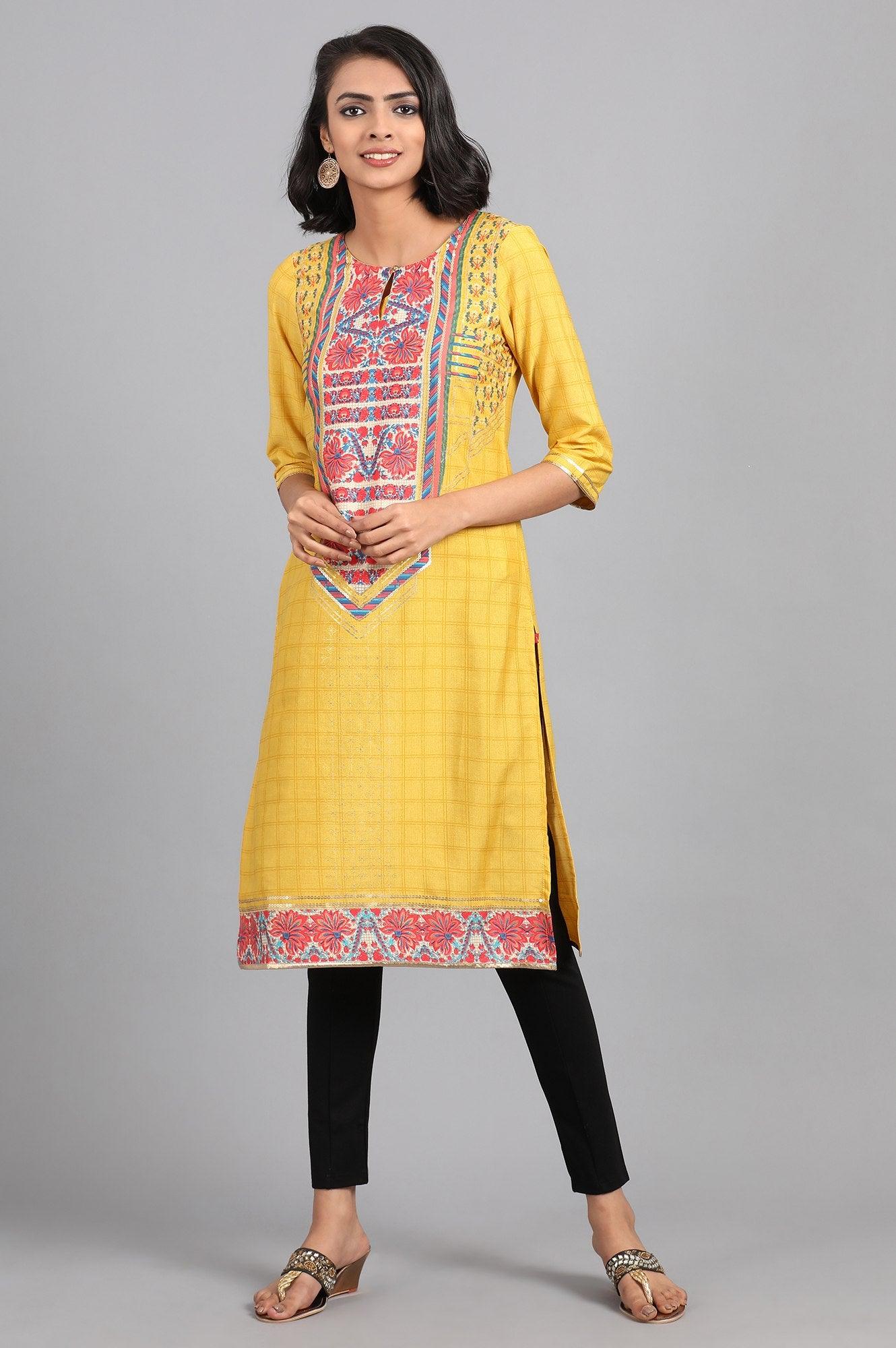 Grey Printed Round Neck kurta - wforwoman