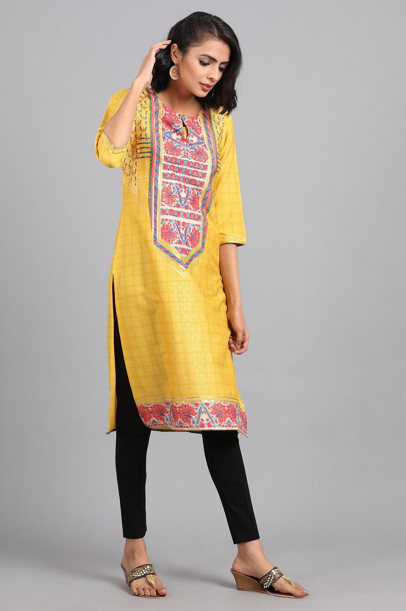 Grey Printed Round Neck kurta - wforwoman