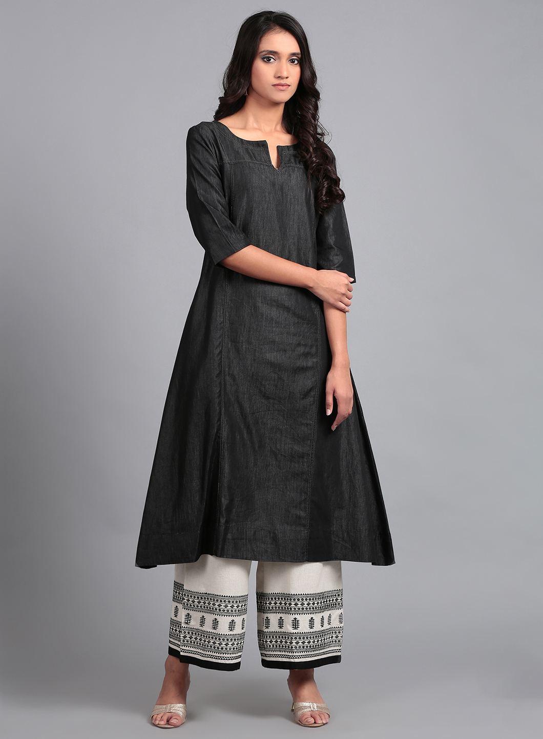 Blue Round Neck kurta Dress - wforwoman