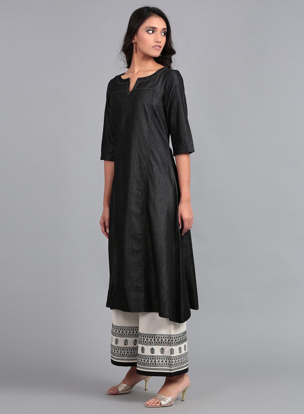 Blue Round Neck kurta Dress - wforwoman