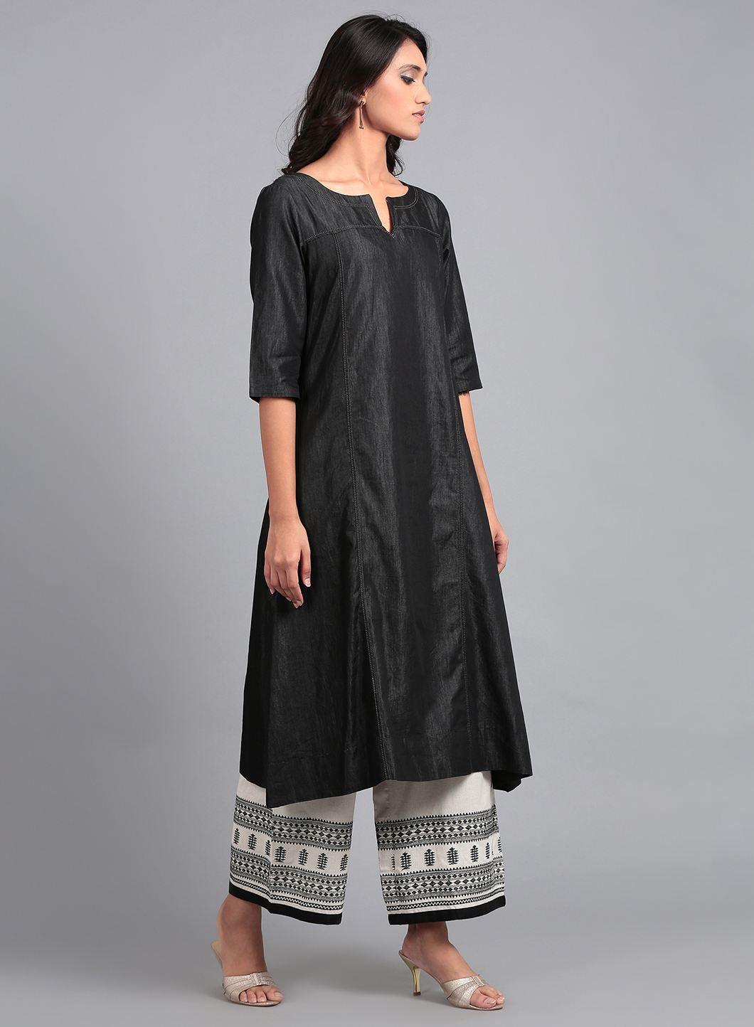 Blue Round Neck kurta Dress - wforwoman