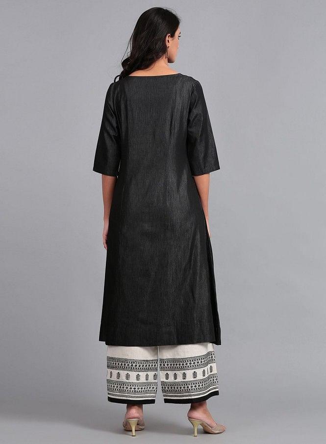 Blue Round Neck kurta Dress - wforwoman