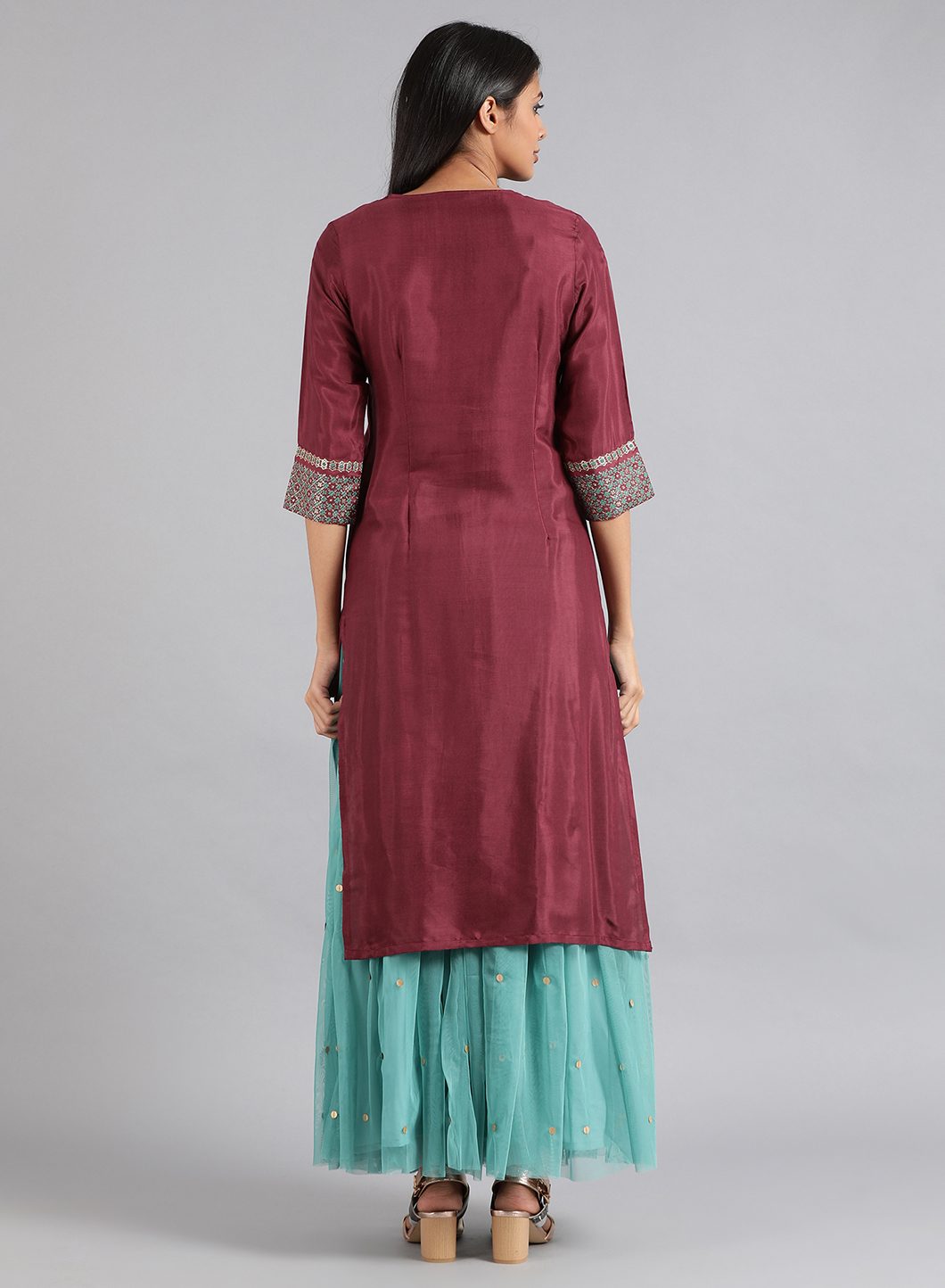 Purple Round Neck Printed kurta