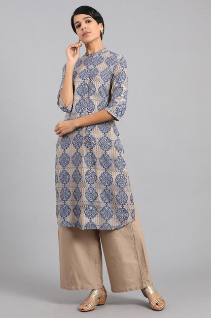 Red Mandarin Neck Printed kurta - wforwoman