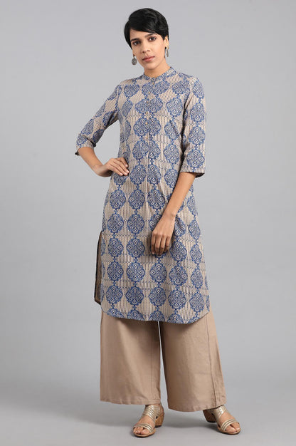 Red Mandarin Neck Printed kurta - wforwoman