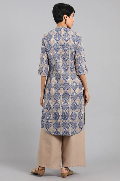 Red Mandarin Neck Printed kurta - wforwoman