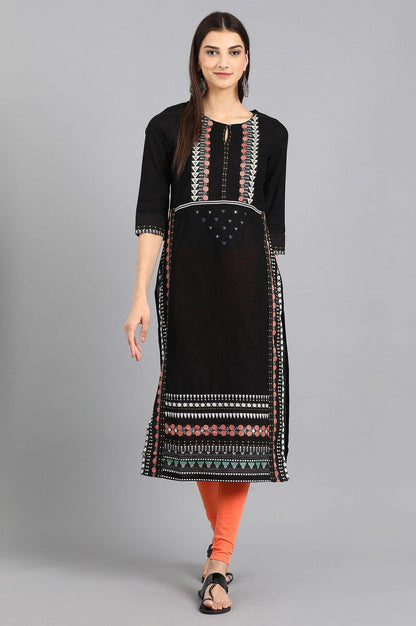 Blue Mandarin Neck Printed kurta - wforwoman