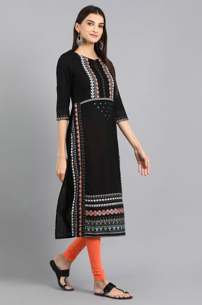 Blue Mandarin Neck Printed kurta - wforwoman