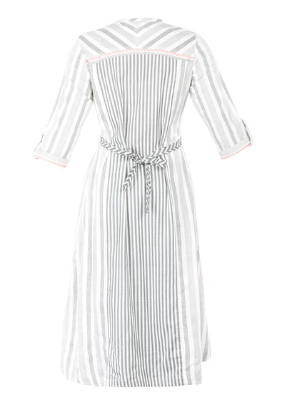 White Mandarin Neck Striped kurta - wforwoman