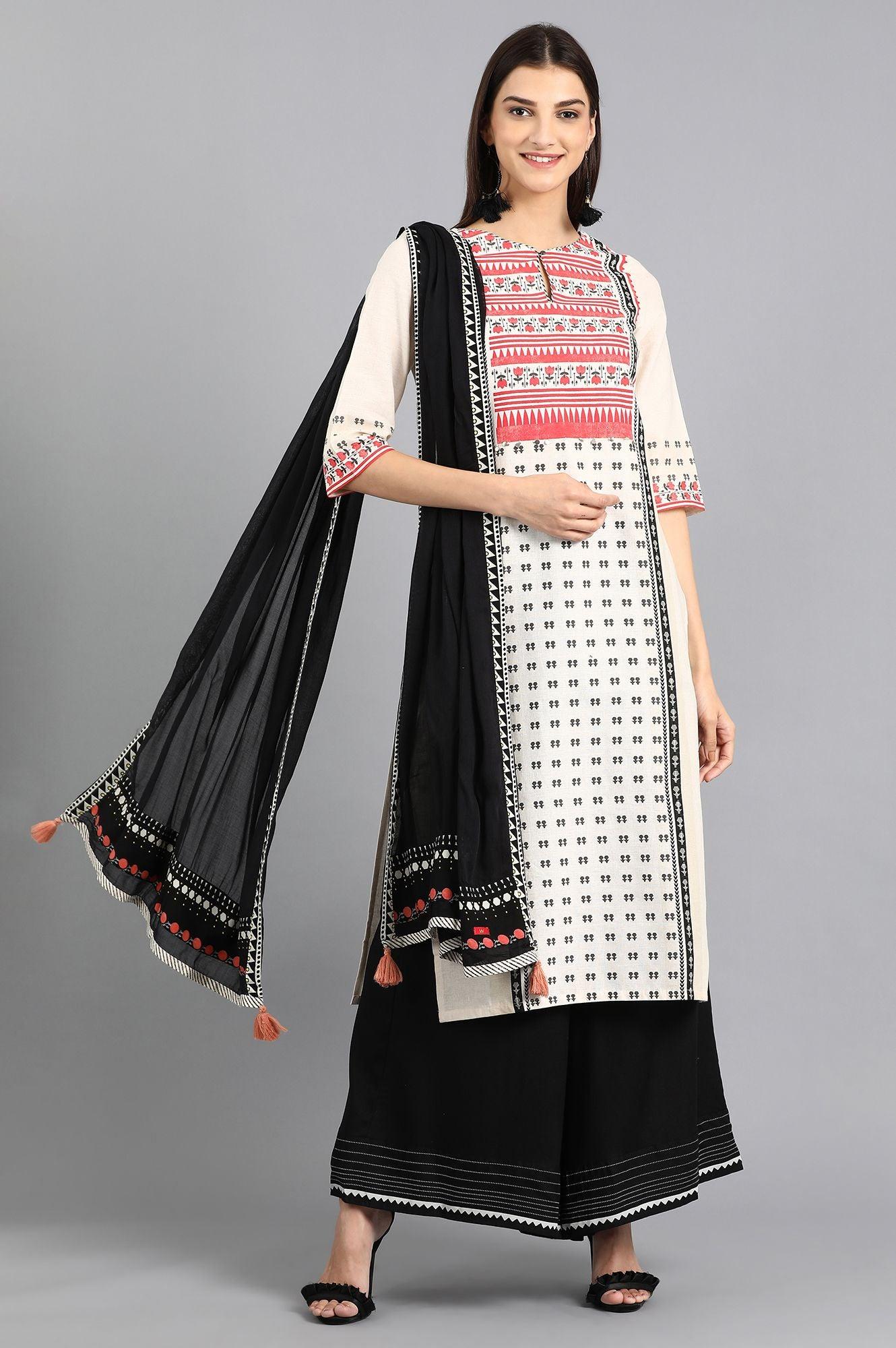 Green Round Neck Printed kurta - wforwoman