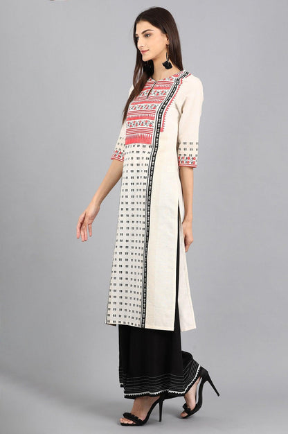 Green Round Neck Printed kurta - wforwoman