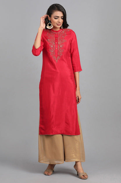 Green Round Neck Velvet Winter kurta - wforwoman