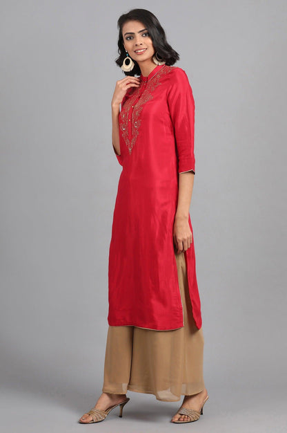 Green Round Neck Velvet Winter kurta - wforwoman