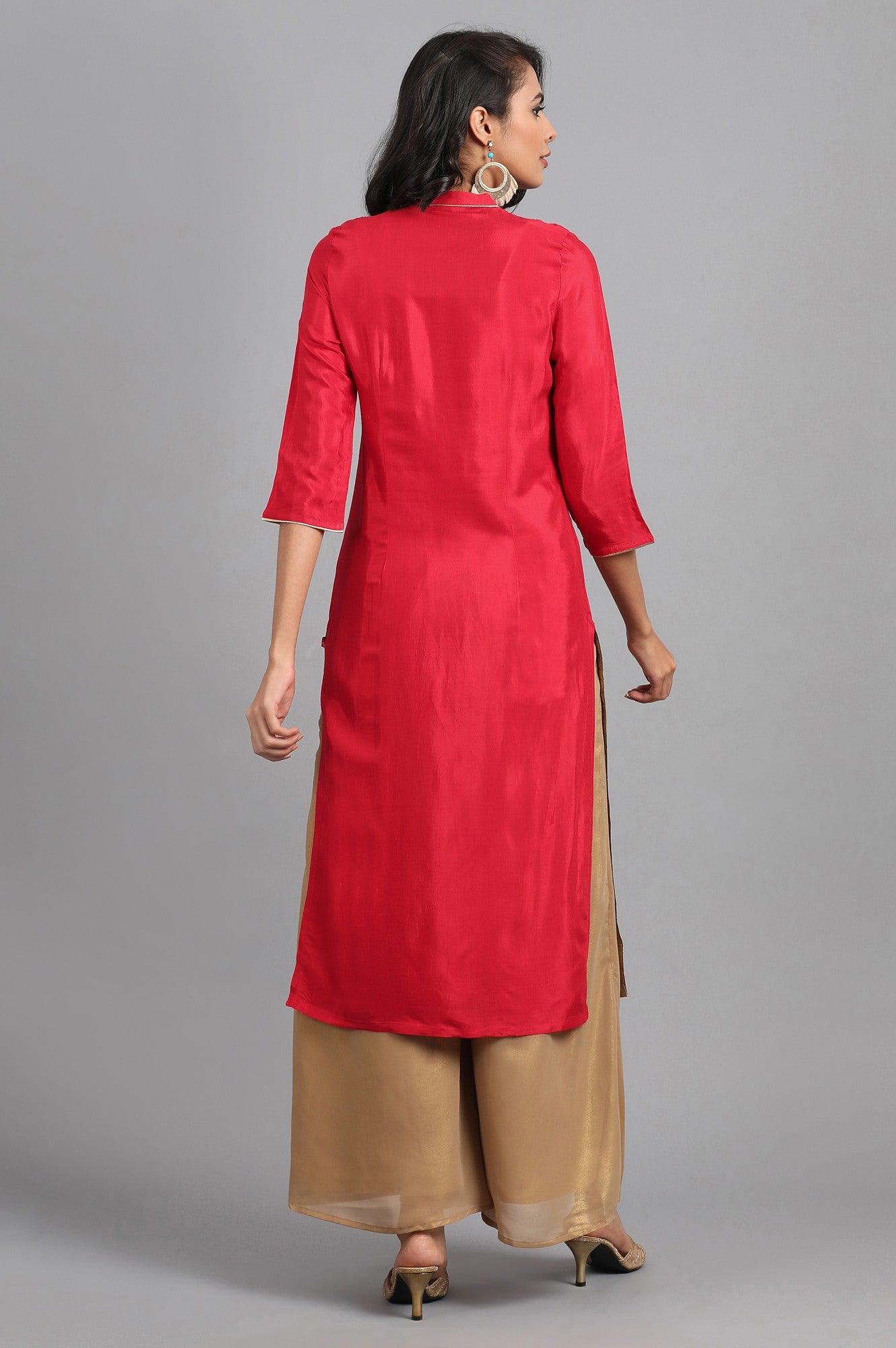 Green Round Neck Velvet Winter kurta - wforwoman