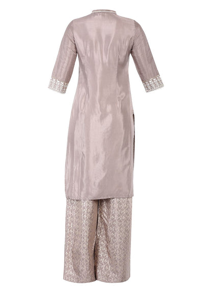 Brown Mandarin Neck Embellished kurta