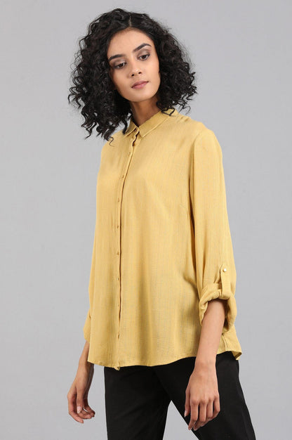 Green Solid Collared Shirt - wforwoman