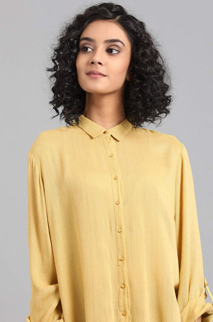 Green Solid Collared Shirt - wforwoman