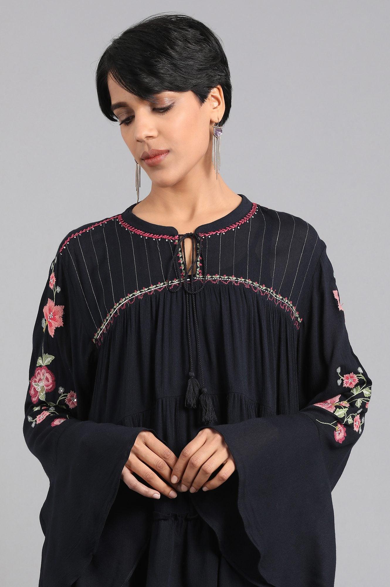 Blue Round Neck Full Sleeves Top - wforwoman