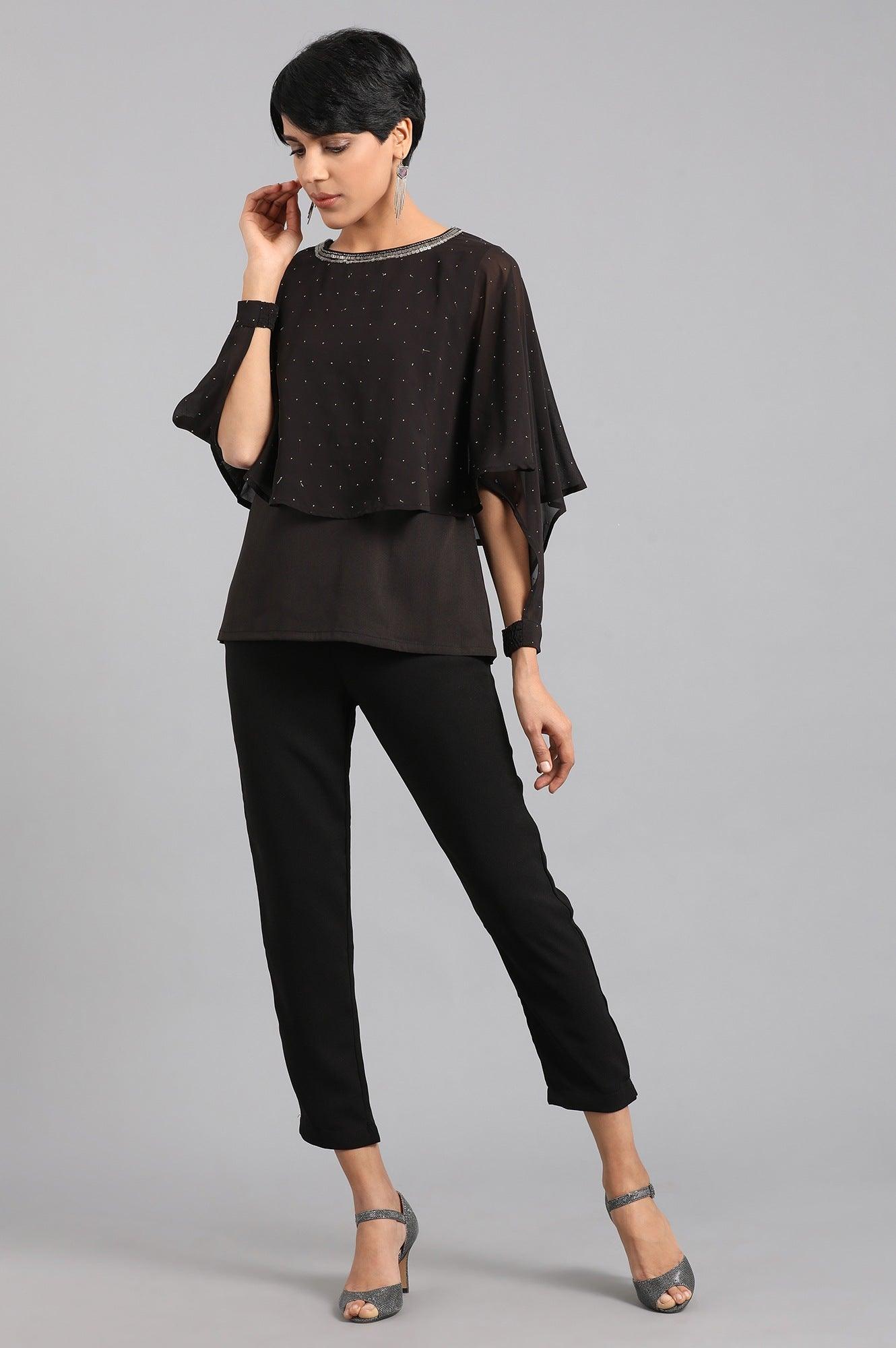 Black Round Neck Layered Top - wforwoman