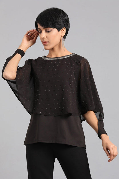 Black Round Neck Layered Top - wforwoman