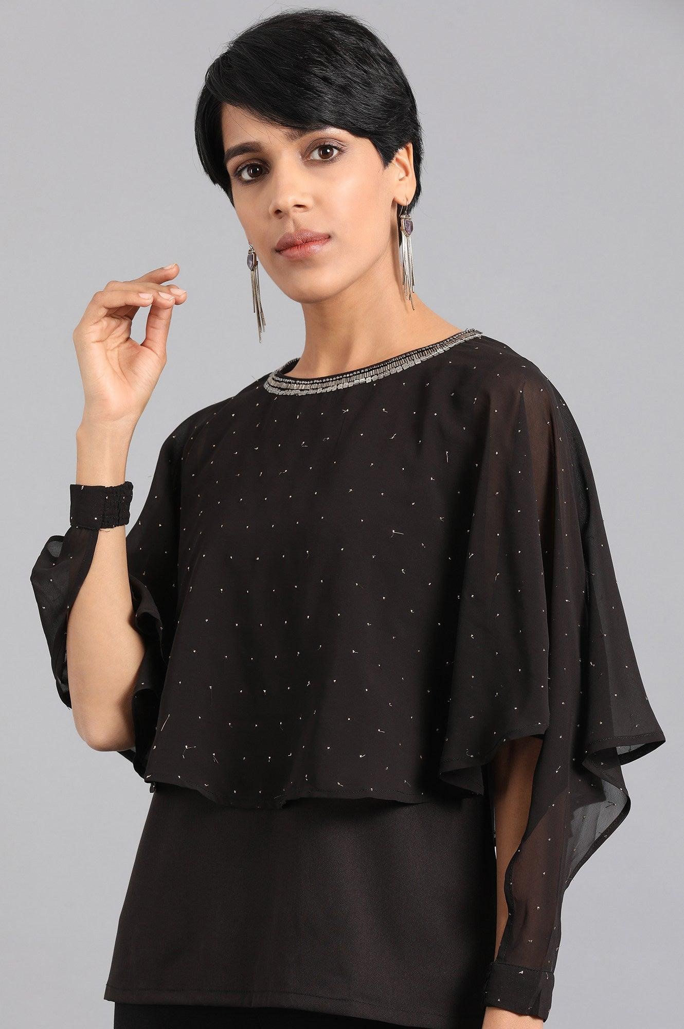 Black Round Neck Layered Top - wforwoman