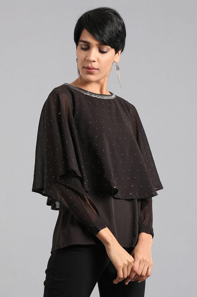 Black Round Neck Layered Top - wforwoman