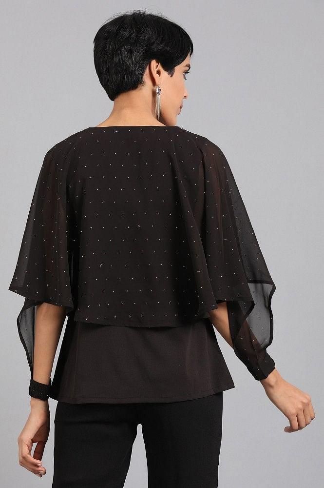 Black Round Neck Layered Top - wforwoman