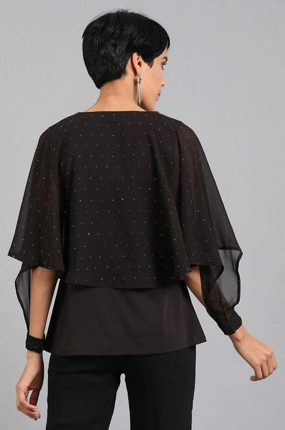 Black Round Neck Layered Top - wforwoman