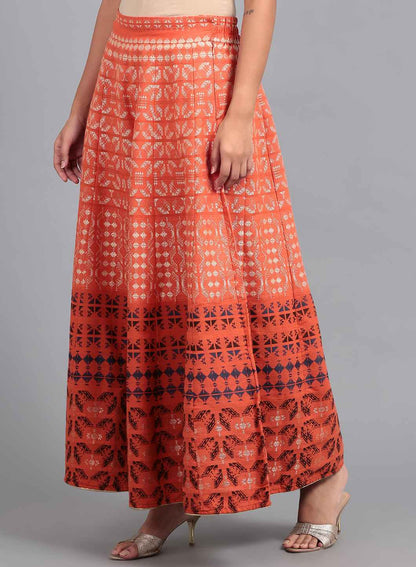 Orange Jacquard Skirt