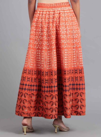 Orange Jacquard Skirt