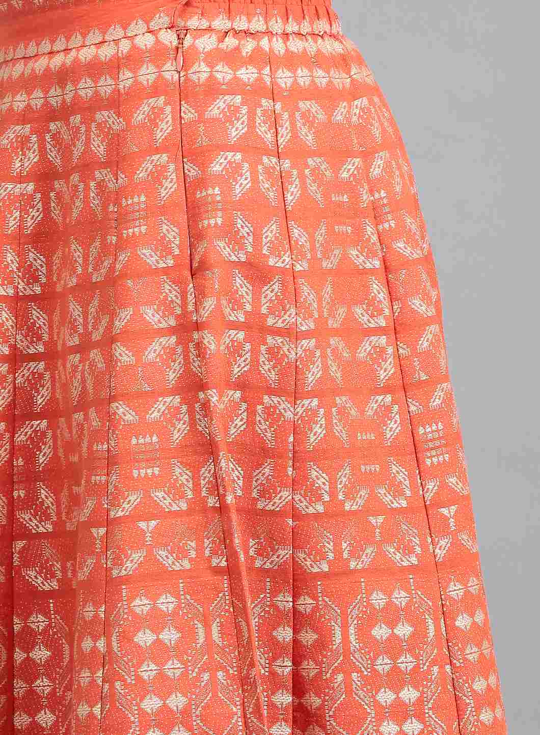 Orange Jacquard Skirt