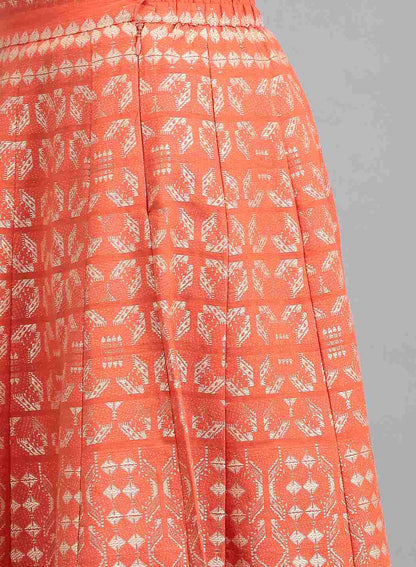 Orange Jacquard Skirt