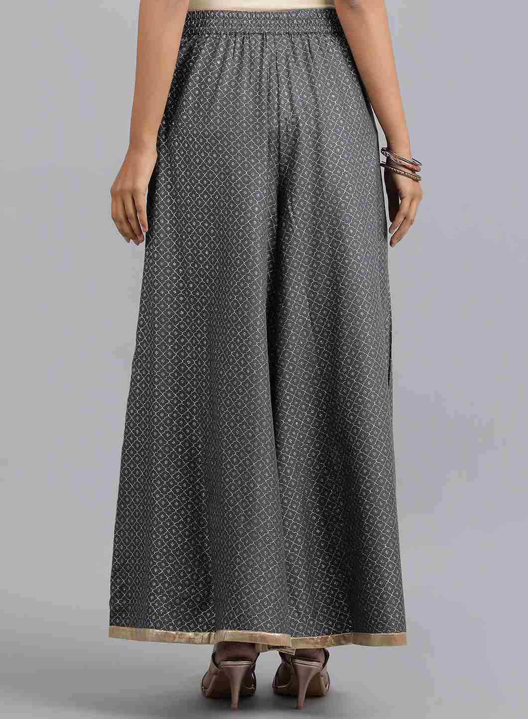 Grey Flared Glitter Print Pants