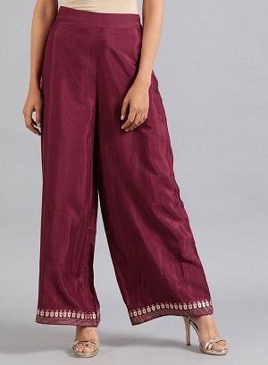 Wine Parallel Pants - wforwoman