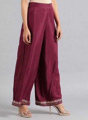 Wine Parallel Pants - wforwoman