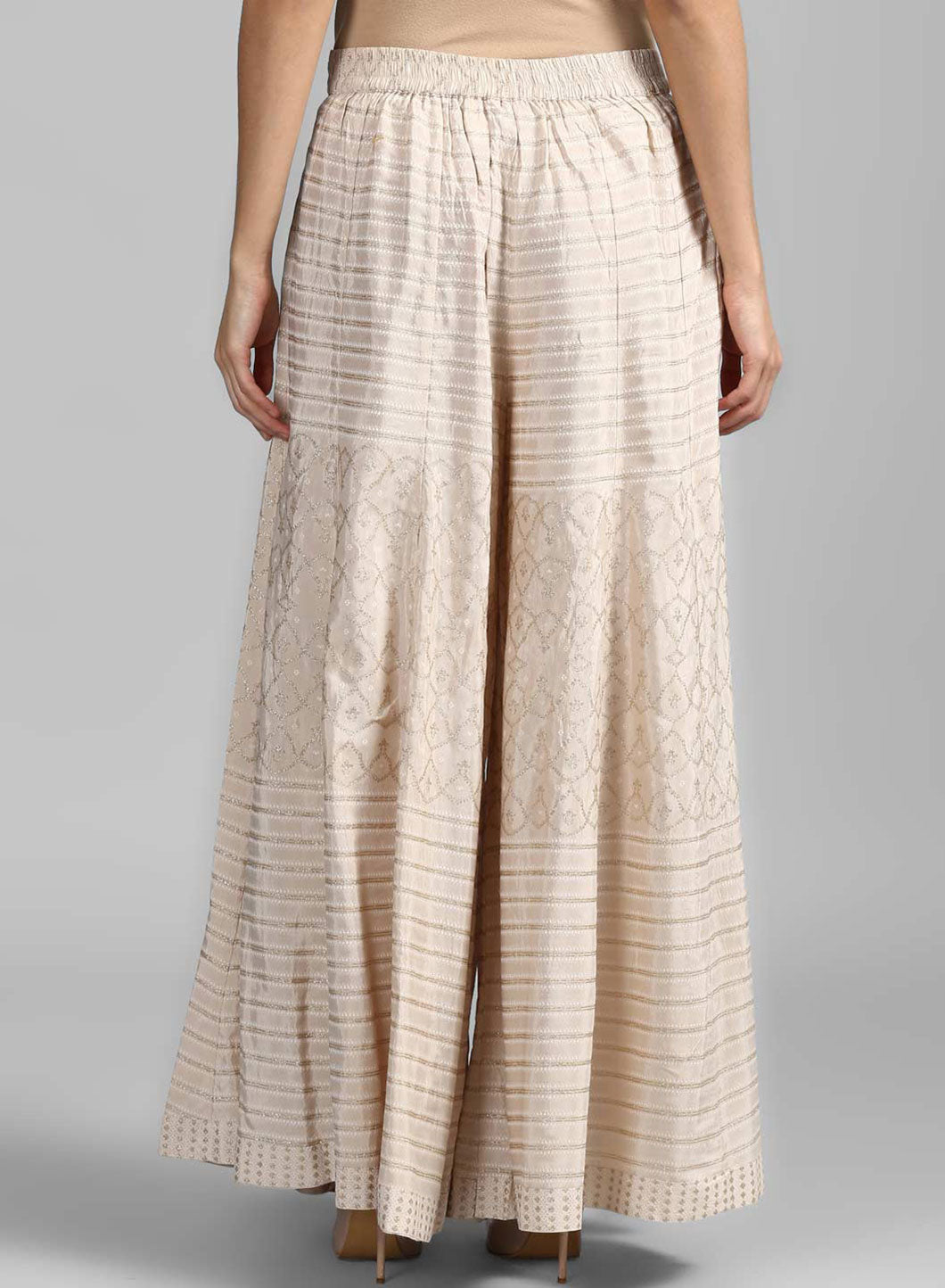 Beige Glitter Print Culottes