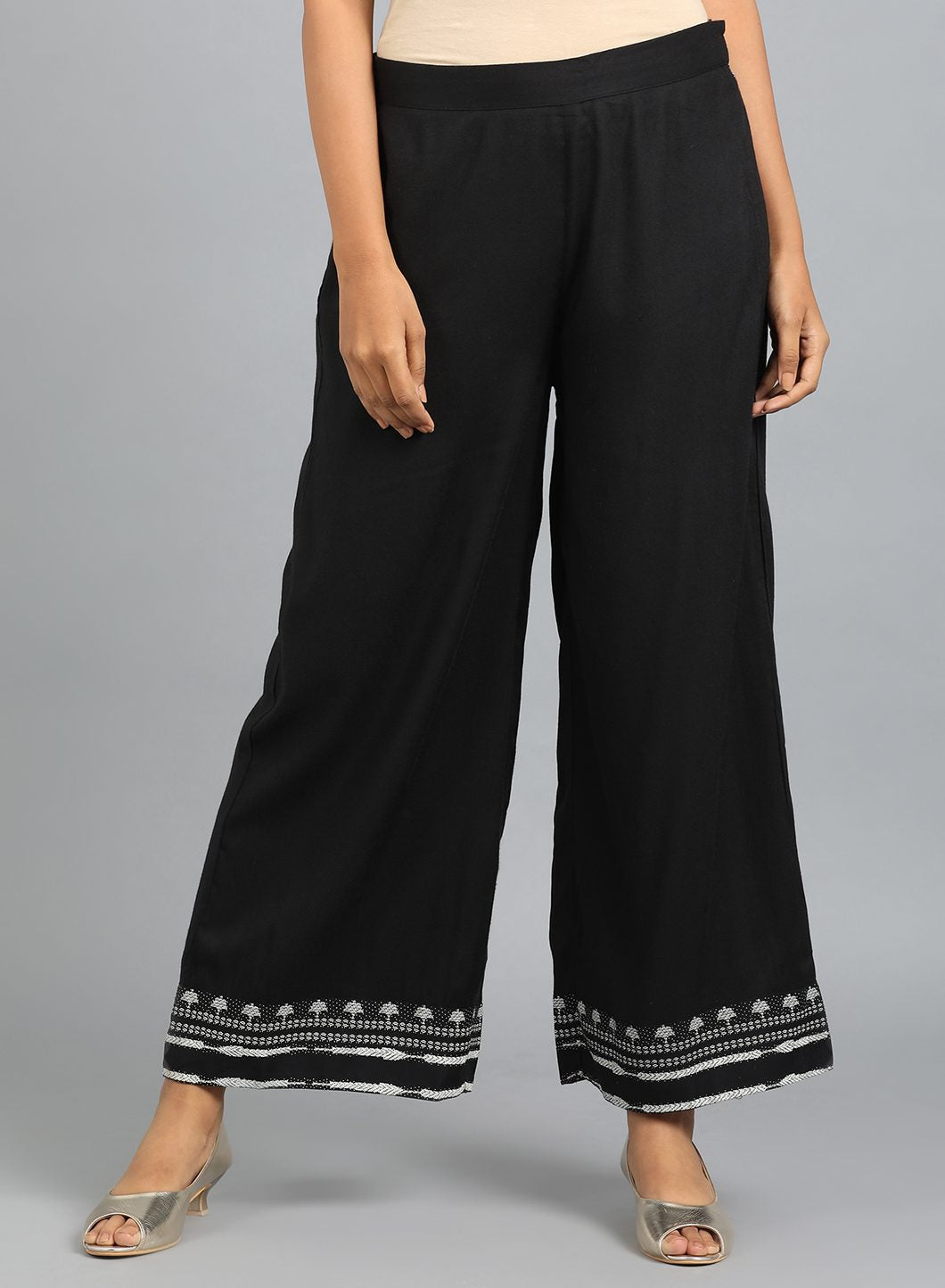 Black Solid Parallel Pants