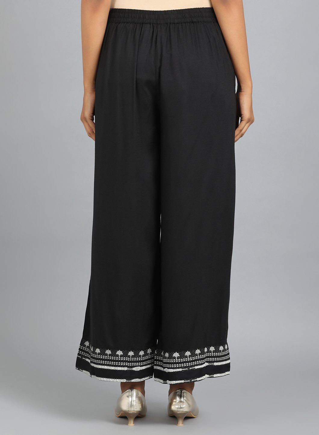 Black Solid Parallel Pants