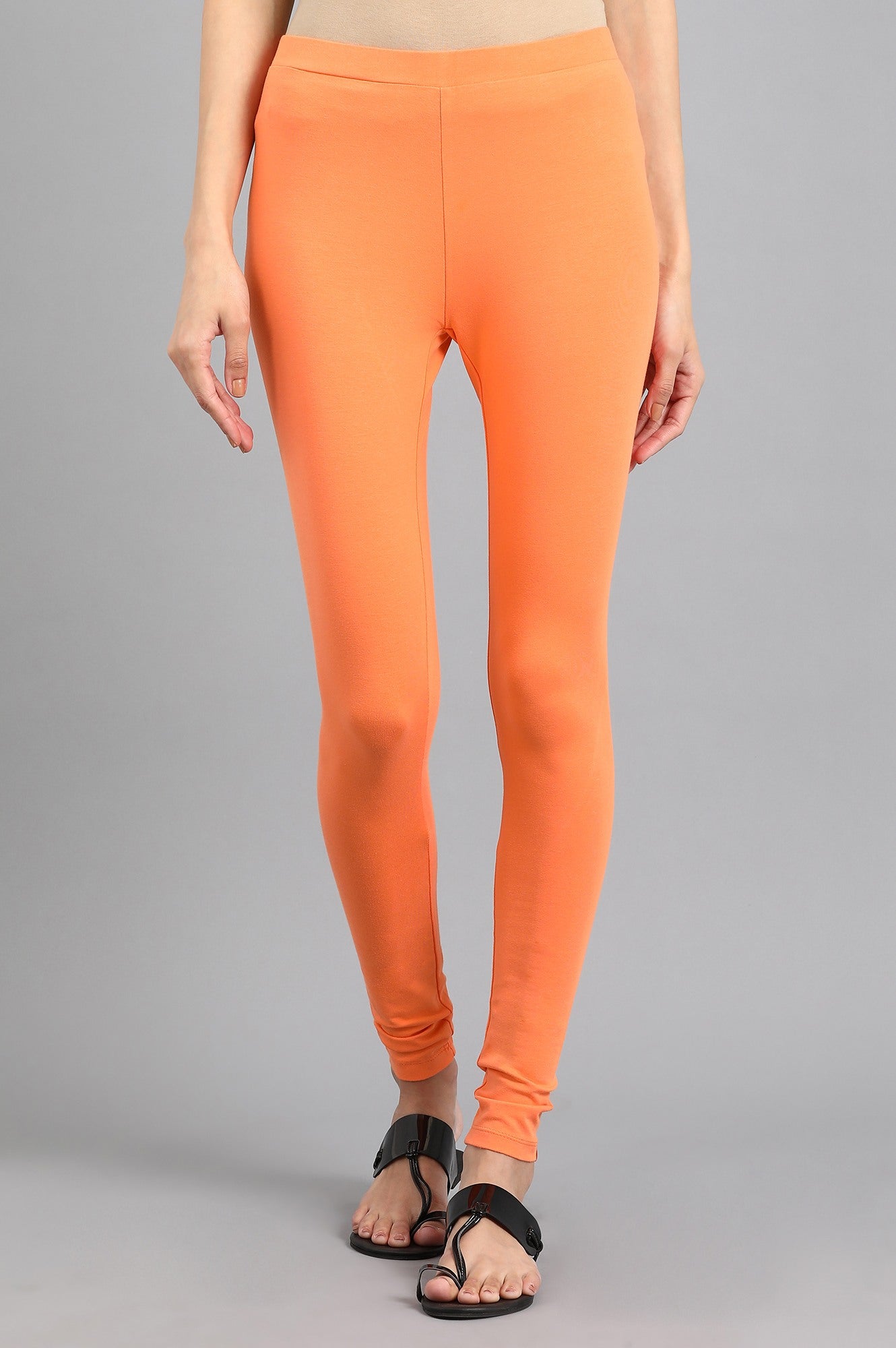 Orange Solid Tights