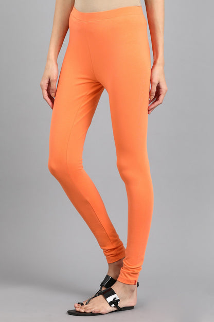 Orange Solid Tights