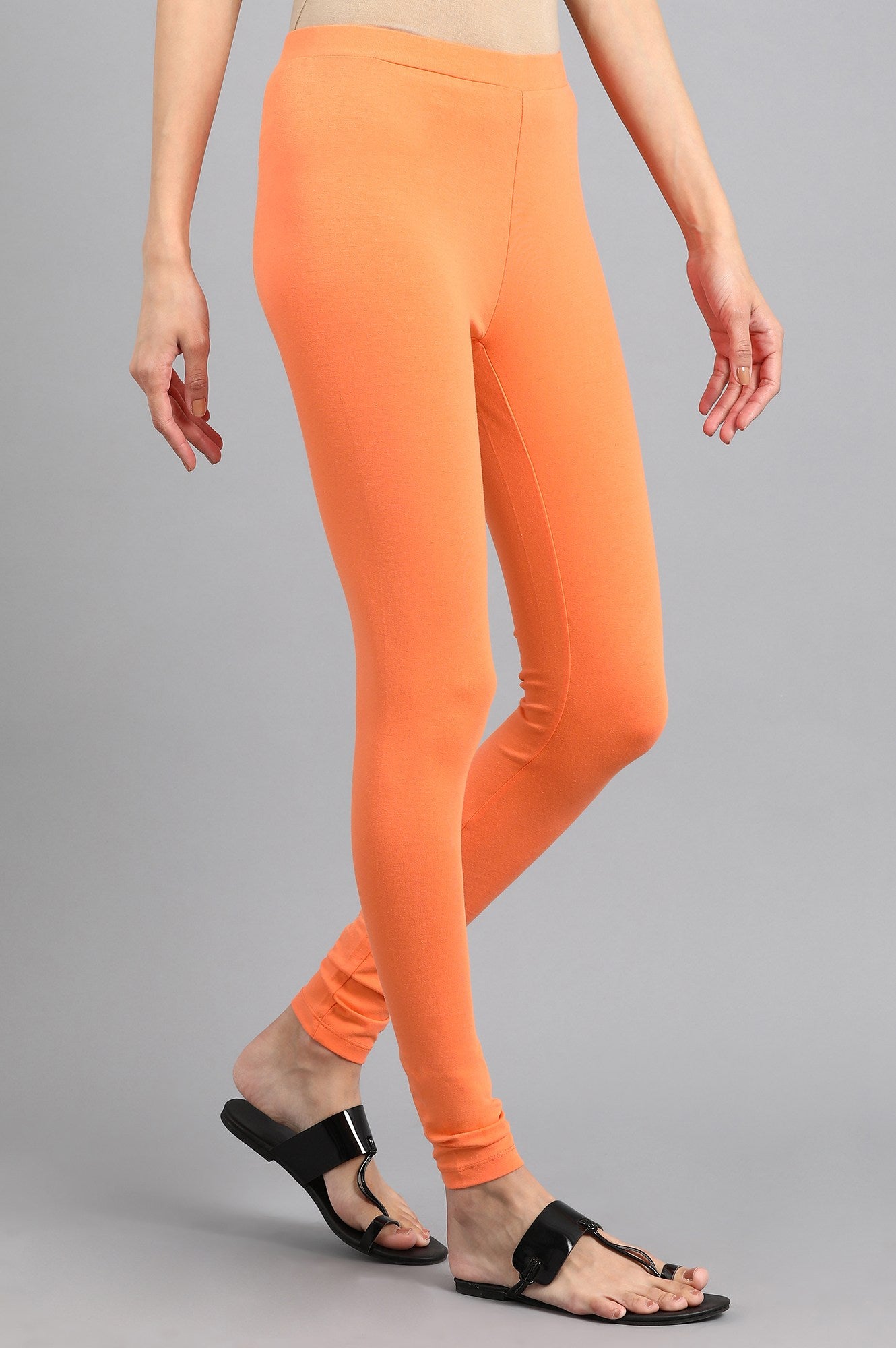 Orange Solid Tights