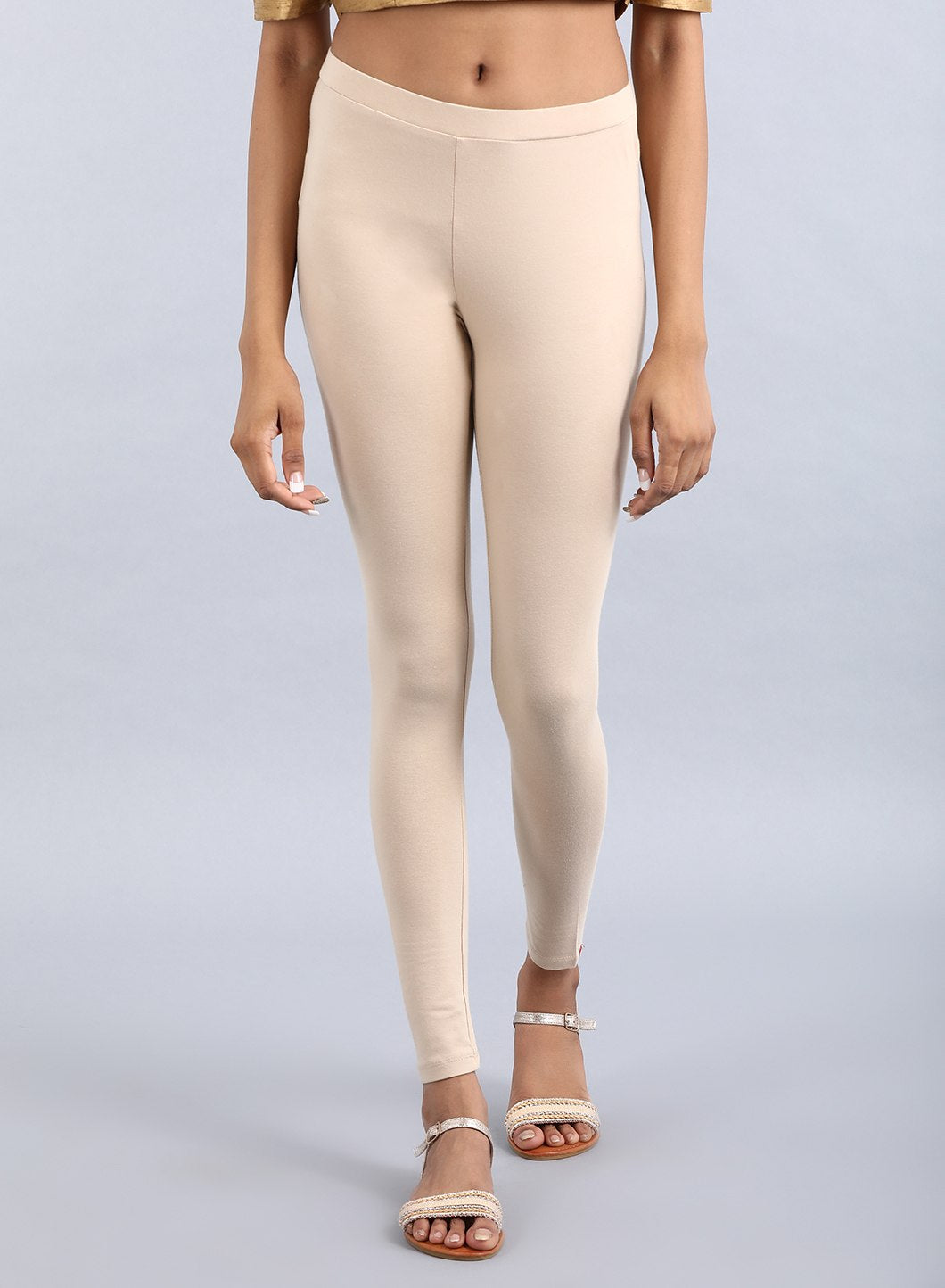 Beige Ankle Length Tights